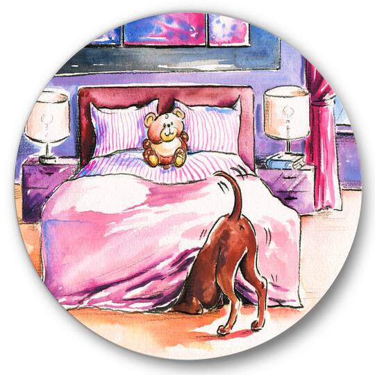 Designart - Brown Dog Looking Under the Bed
